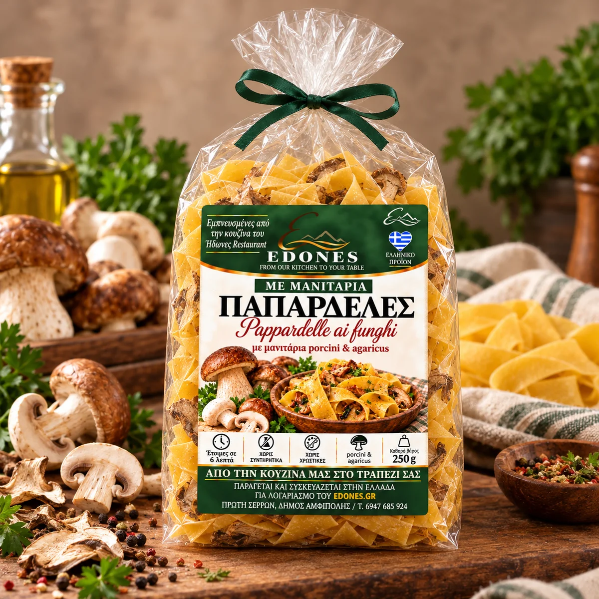 Παπαρδέλες με Μανιτάρια Porcini & Agaricus | EDONES